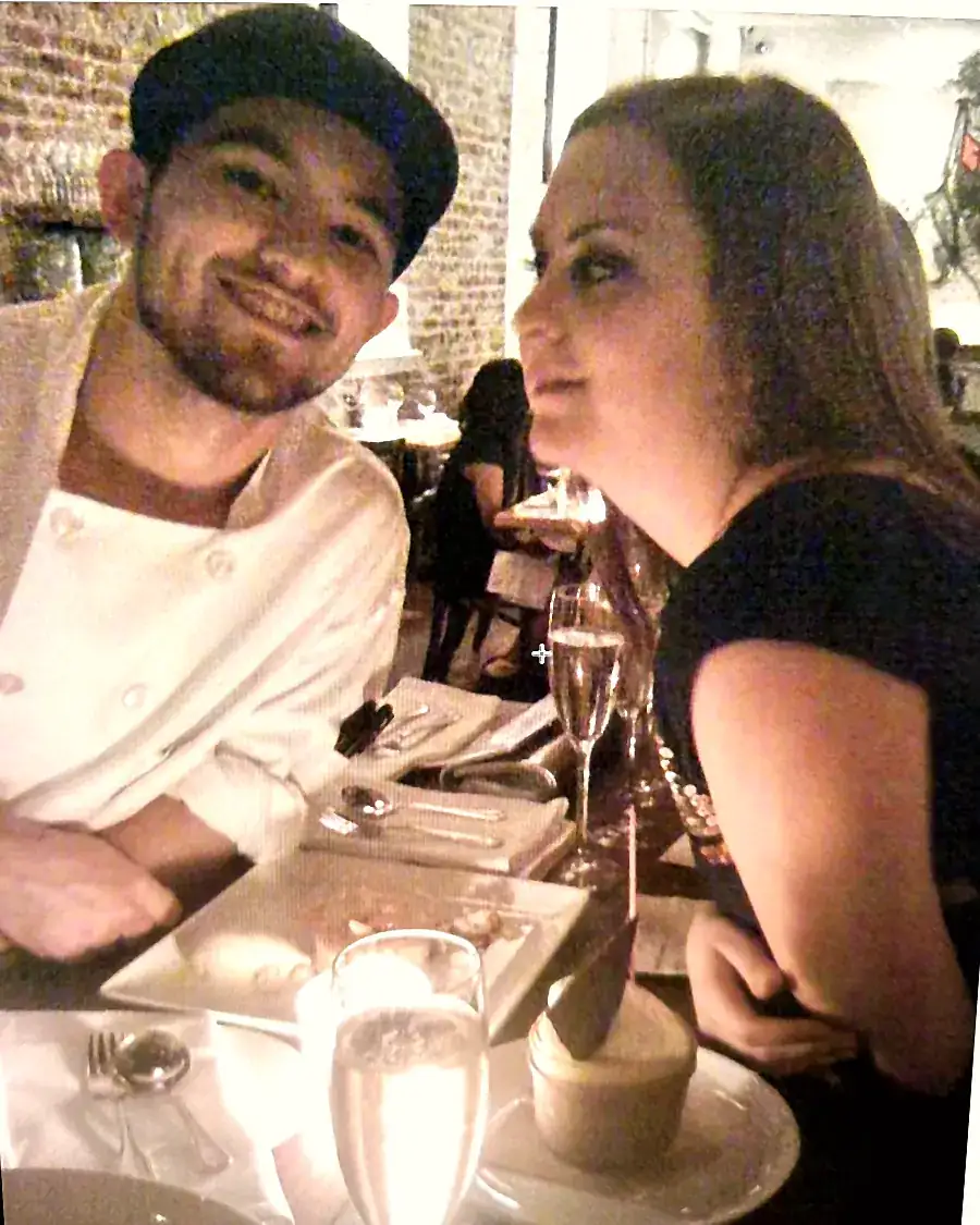 Marc and Kristina together at a restaurant table